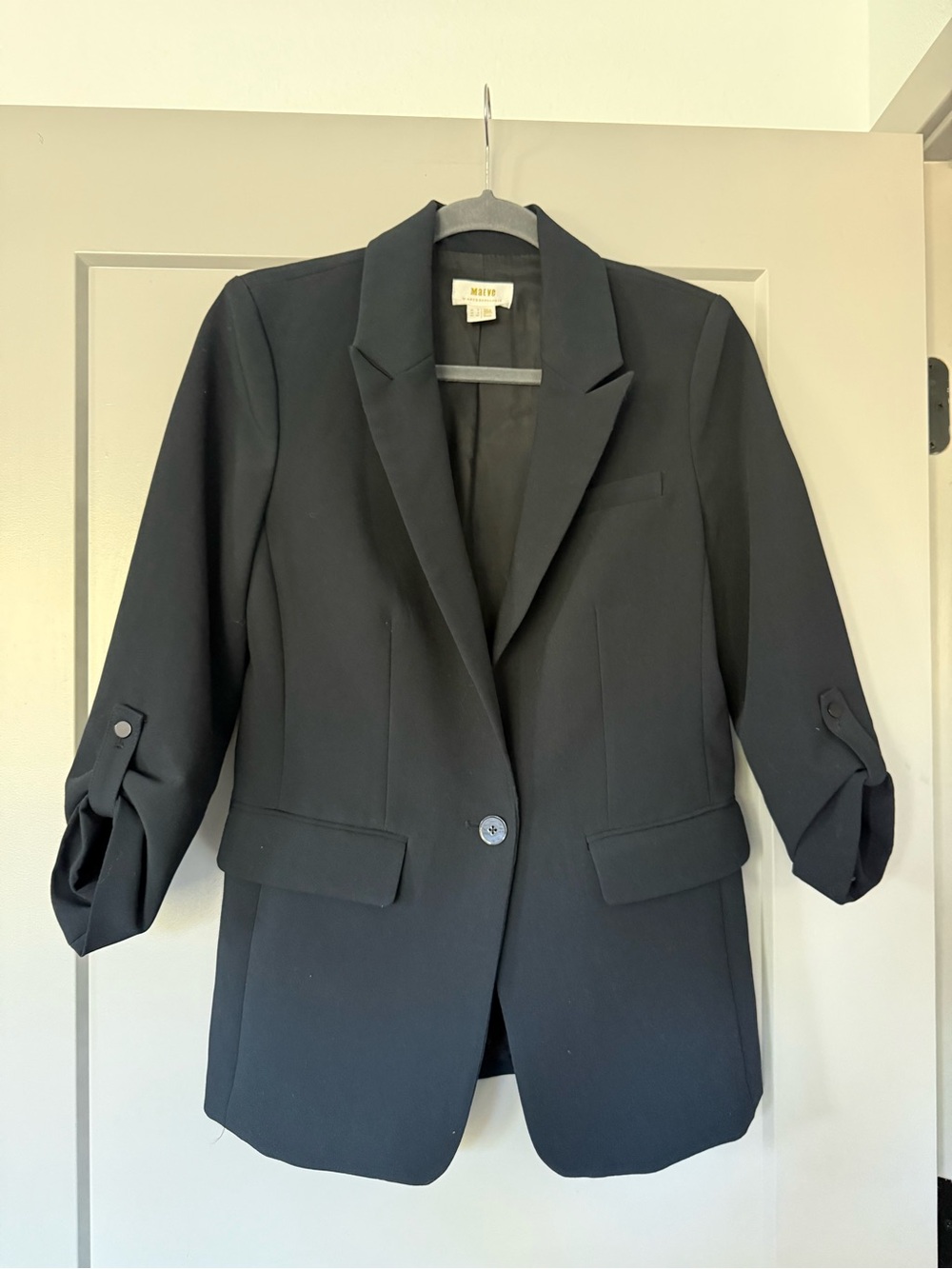 Anthropologie Maeve Navy roll-sleeve blazer Size 2
